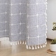 preview thumbnail 8 of 39, No Hooks Linen Textured Geometric Tassels Shower Curtain with Snap-in Liner