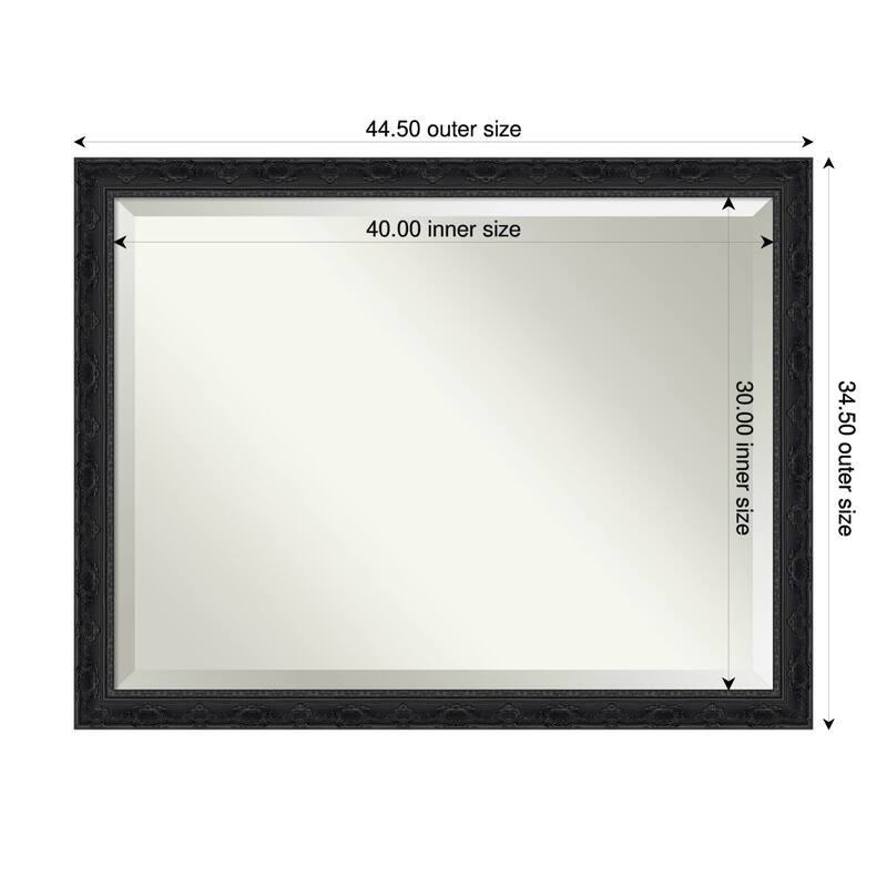 Filigree Beveled Framed Wall Mirror - 45 x 35 in - Filigree Gloss Black