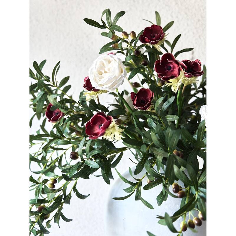 12pcs 40inch Fake Flowers Home Decor Faux Olive Branches for Vase Artificial Greenery Stems for Spring Wedding Table Centerpiece