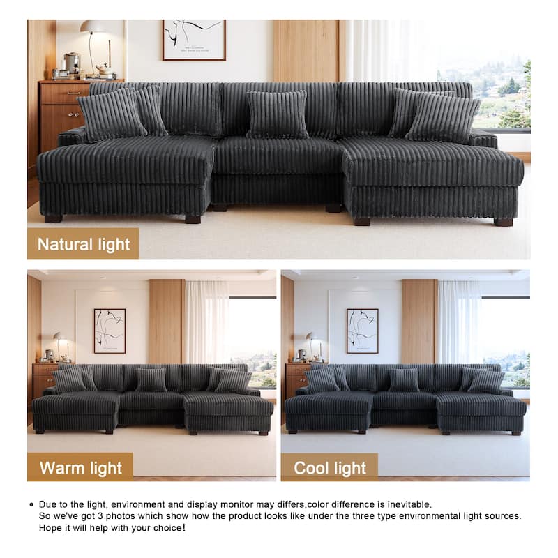 118.4"W Plush Modular Sectional Sofa with Pillows
