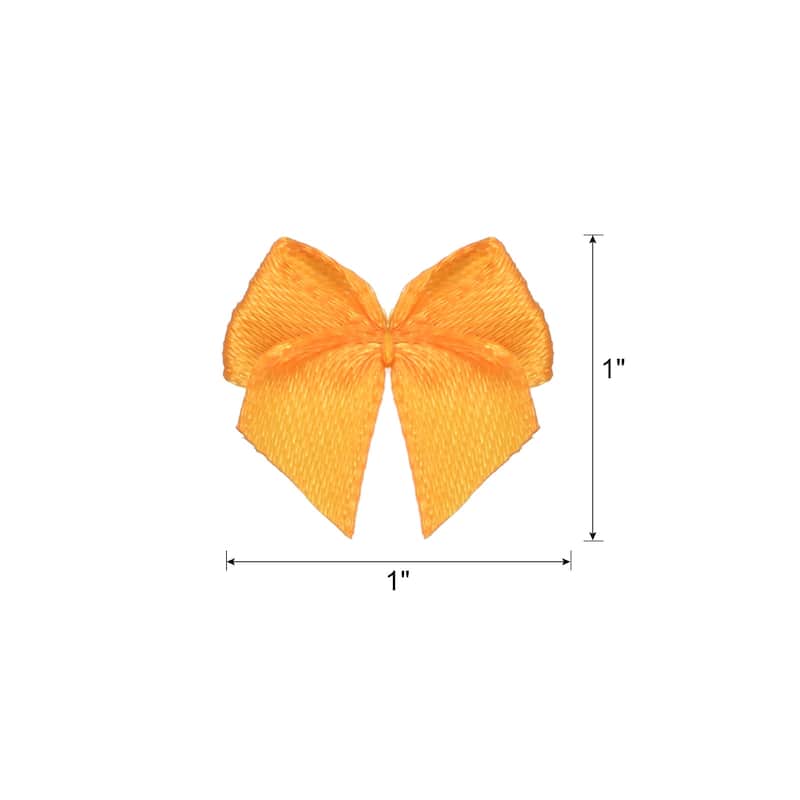 Mini Ribbon Bow 1" Mini Fabric Satin Ribbon Flower Bows for Craft DIY - Orange - 150Pcs