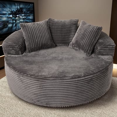 XIZZI Modern Round Plush Lounge Sofa with Cushions