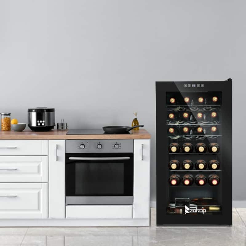115V /60Hz 28Bottle/2.8Cu.Ft/80L/ Compressor Wine Cooler - Black - 16.93 x 17.72 x 33.07