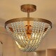 preview thumbnail 3 of 8, Coasa Mid-Century Modern Gold Chandelier Boho 2-light Semi-flush Mount Lights with Wooden Beads - D14'' x H14''