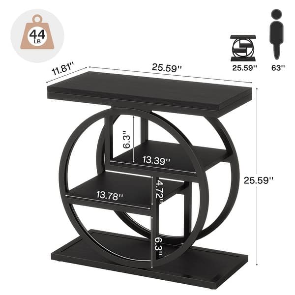 dimension image slide 1 of 5, Small 3-tier Living Room End Tables And Side Tables with Metal Frame