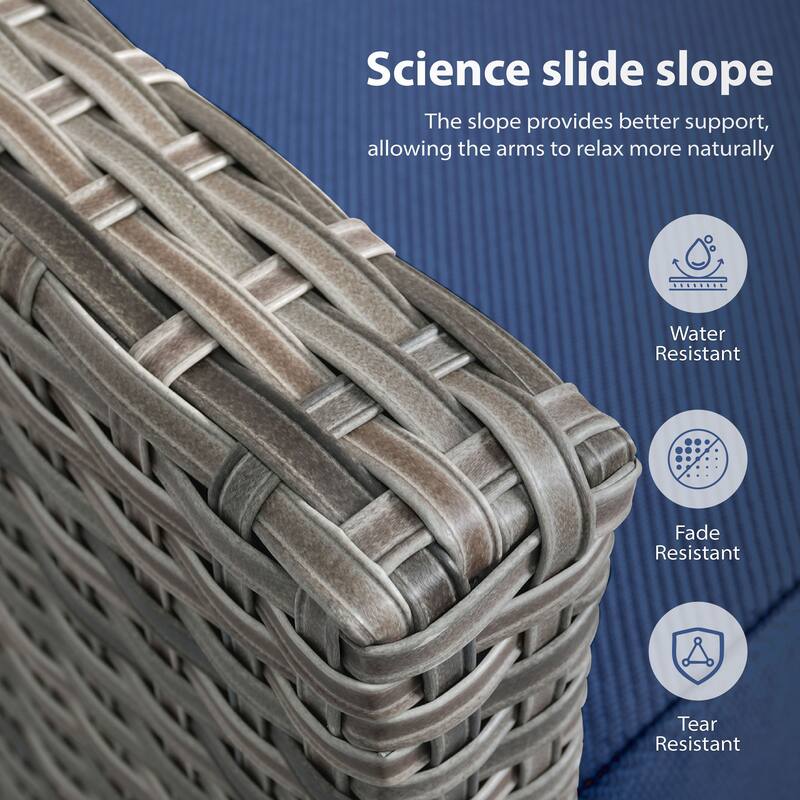 Glissia 5-Piece Gray Wicker Patio Conversation Set with Swivel Gliders and Ottomans