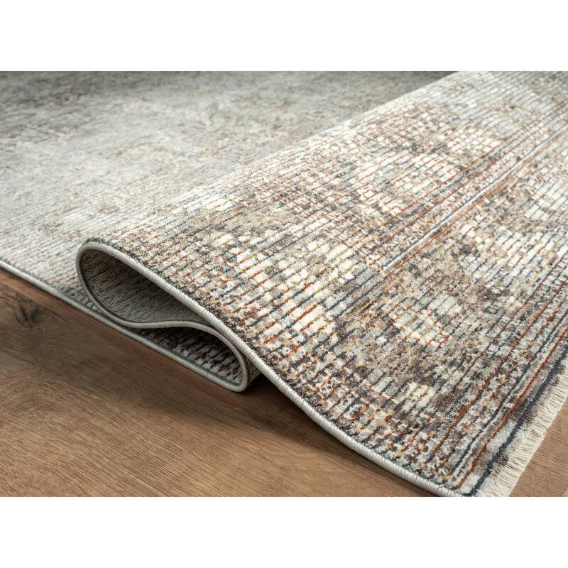Riviera Collection Floral Light Gray Area Rug
