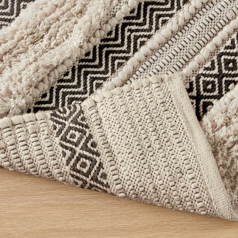 INK+IVY Asher Woven Texture Stripe Bath Rug