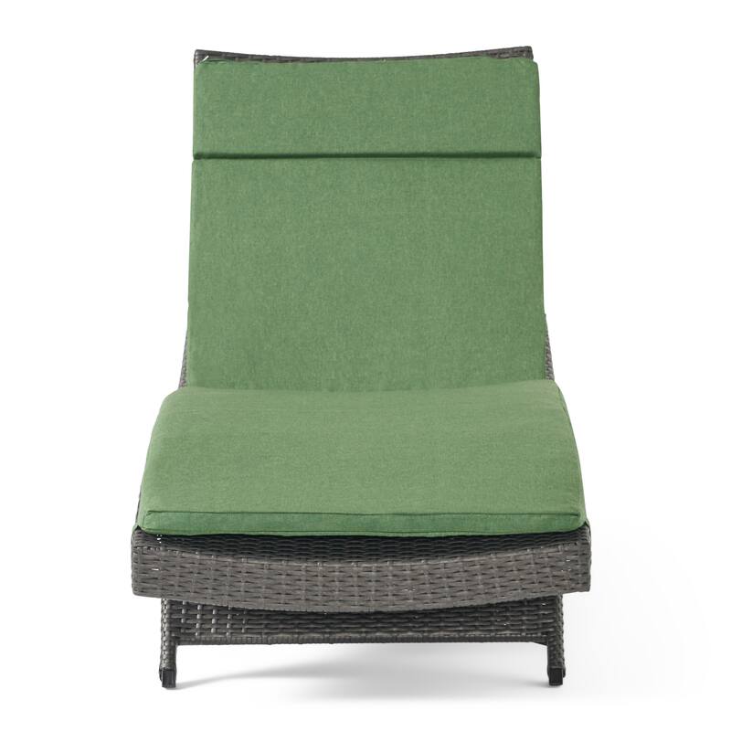 Salem Outdoor Wicker Adjustable Chaise Lounge with Cushion by Christopher Knight Home