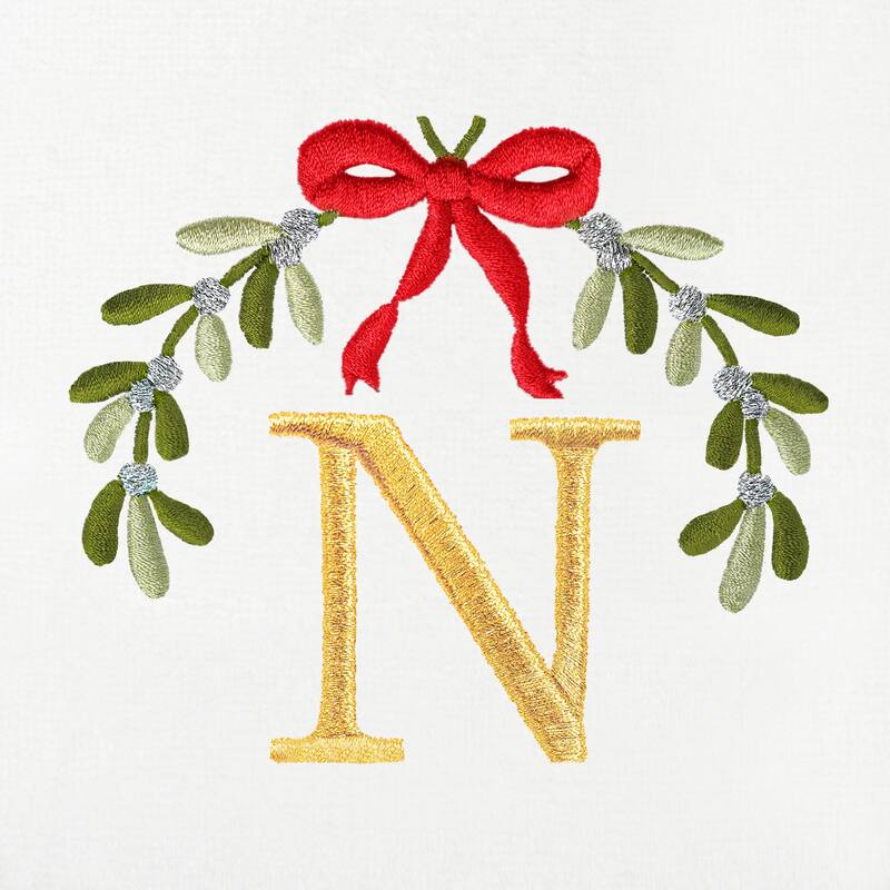 Authentic Hotel and Spa Christmas MISTLETOE MONOGRAM Embroidered Luxury 100% Turkish Cotton Hand Towels Set of 2