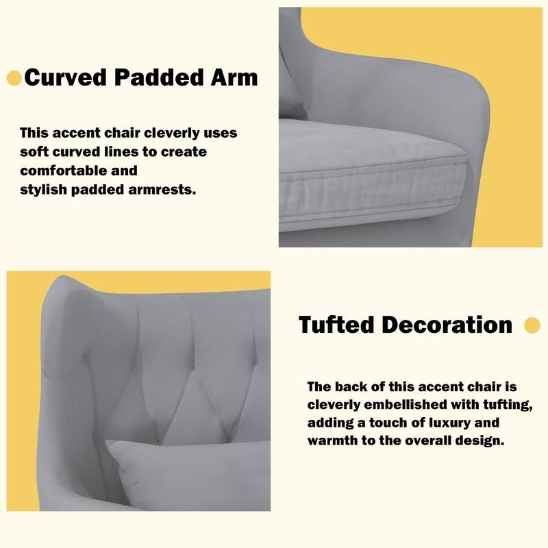 Tuft Velvet Living Room Thick Cushion Accent Chair (Set of 2)