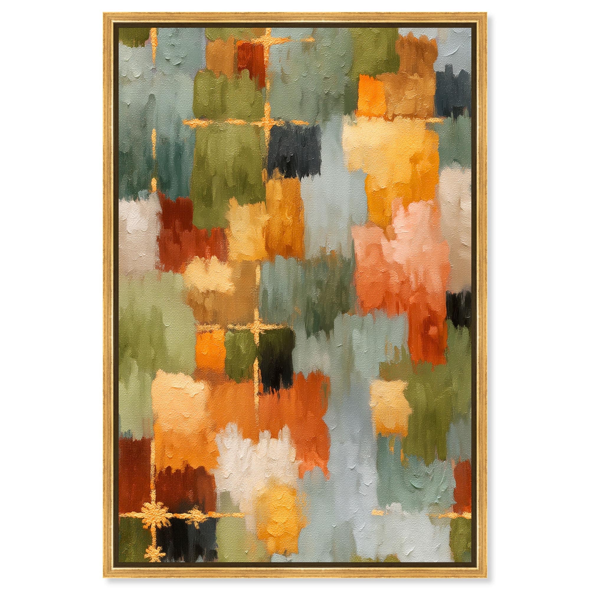 Block Mosaic I Bright Wall Decor Framed Canvas Print by Art Remedy
