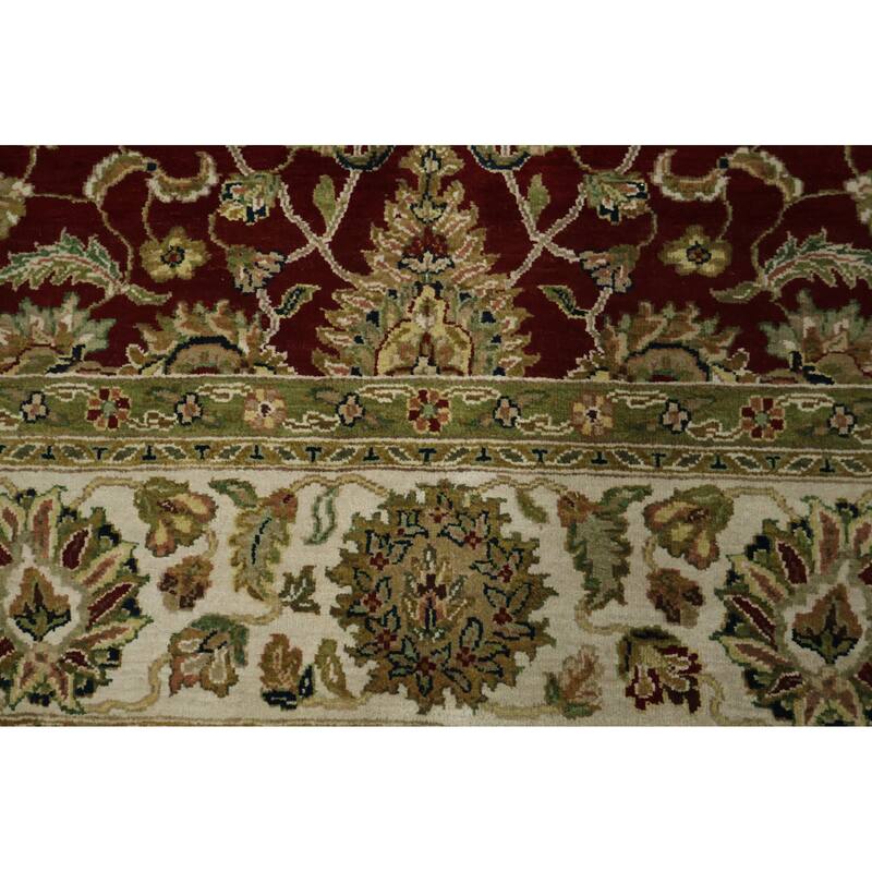 Hand Knotted Oriental 100% Wool Carpet Traditional All-Over Red Agra Area Rug - 12' 0'' X 9' 0''