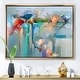preview thumbnail 6 of 10, Designart 'Abstract Red Blue And Pink Flowers' Farmhouse Framed Canvas Wall Art Print 20 in. wide x 12 in. high - Gold