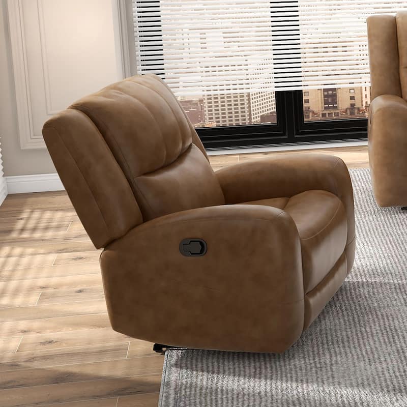 Furniture of America Rhea Modern Brown Top Grain Leather Manual Recliner - Brown