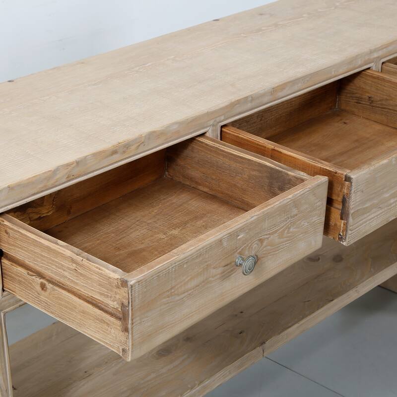 Artissance 59 in. Wide Weathered Natural Wood Amalfi Entry Table with 3 Drawers