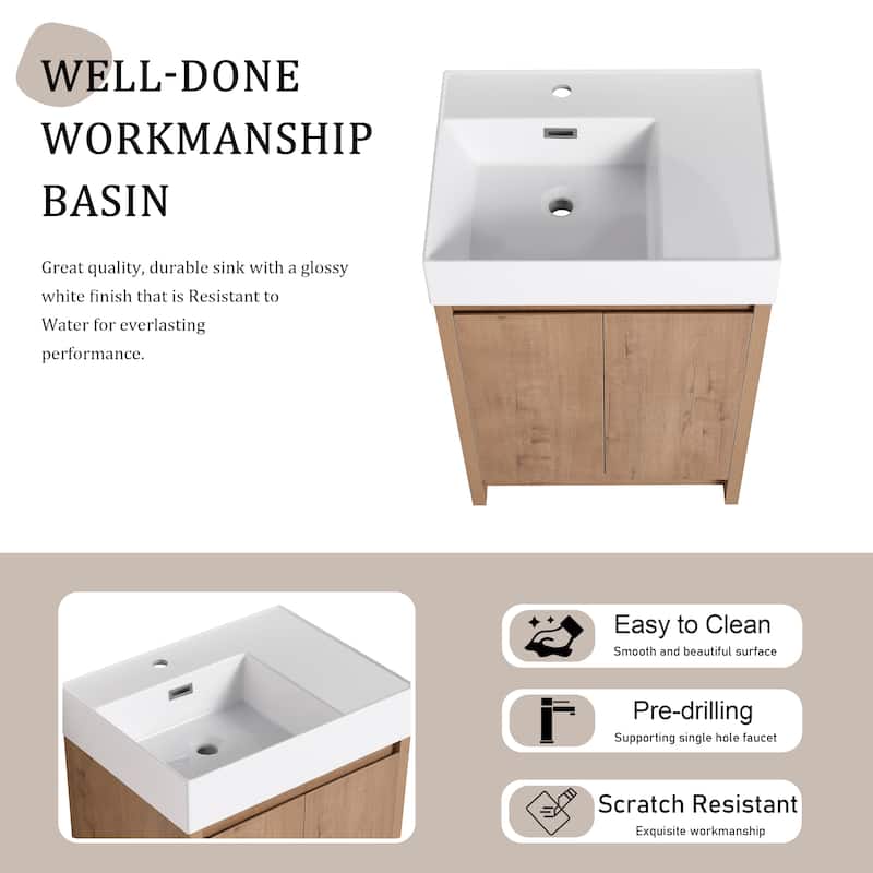Beingnext 24"/30"/48"/60" Bathroom Vanity with Sink, Freestanding Bathroom Vanity with Soft Close Door and Shelf