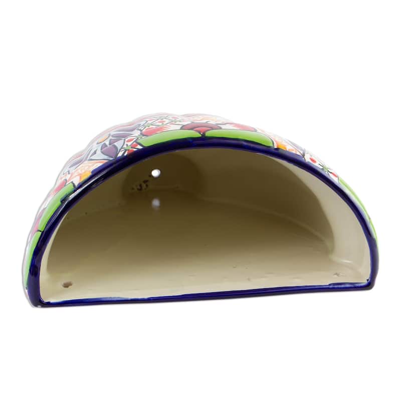 Novica Handmade Talavera Garden Ceramic Wall Planter