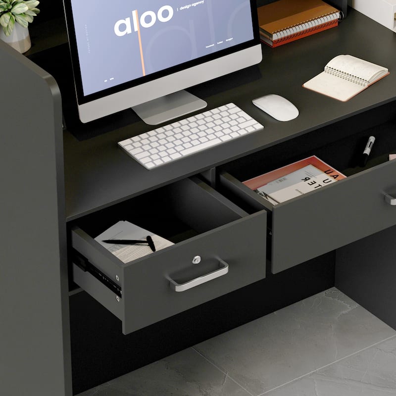 Kerrogee 47.2"L Reception Counter Desk with Lockable Drawers Table