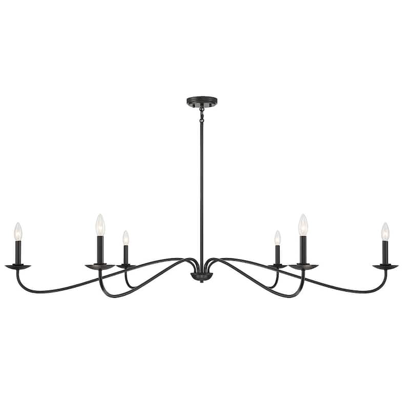 Meridian M100119 6 Light 62" Wide Taper Candle Style Chandelier - Matte Black