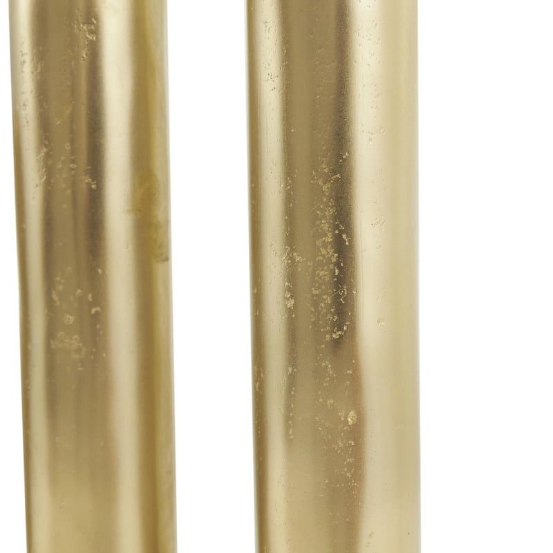 Aluminum Metal Geometric U-Shaped Decorative Candle Holder with Marble Bases - Set of 2 Gold or Black - Roche River Decor