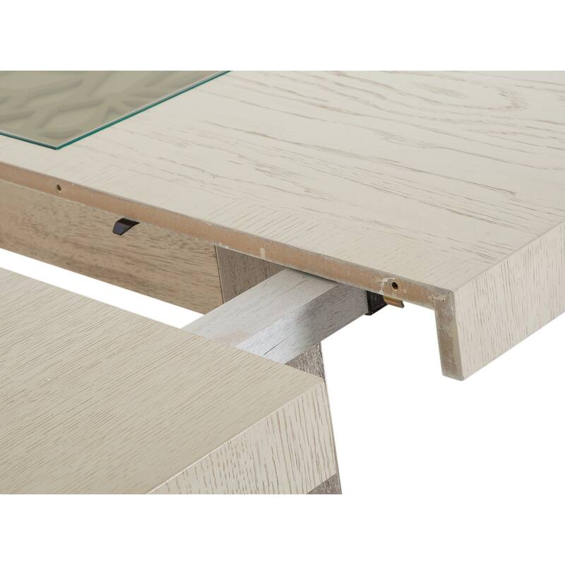 Magnussen Home Lenox Warm Silver And Acadia White Extendable Rectangular Dining Table - 44''W x 76''D x 30''H