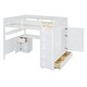 preview thumbnail 8 of 16, White Full Size Wooden Loft Bed with Wardrobe, Desk, and Shelves