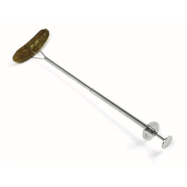 Norpro 8.75" Stainless Steel Pickle Picker Pincher Fork - Olive Pepper Grabber - Silver