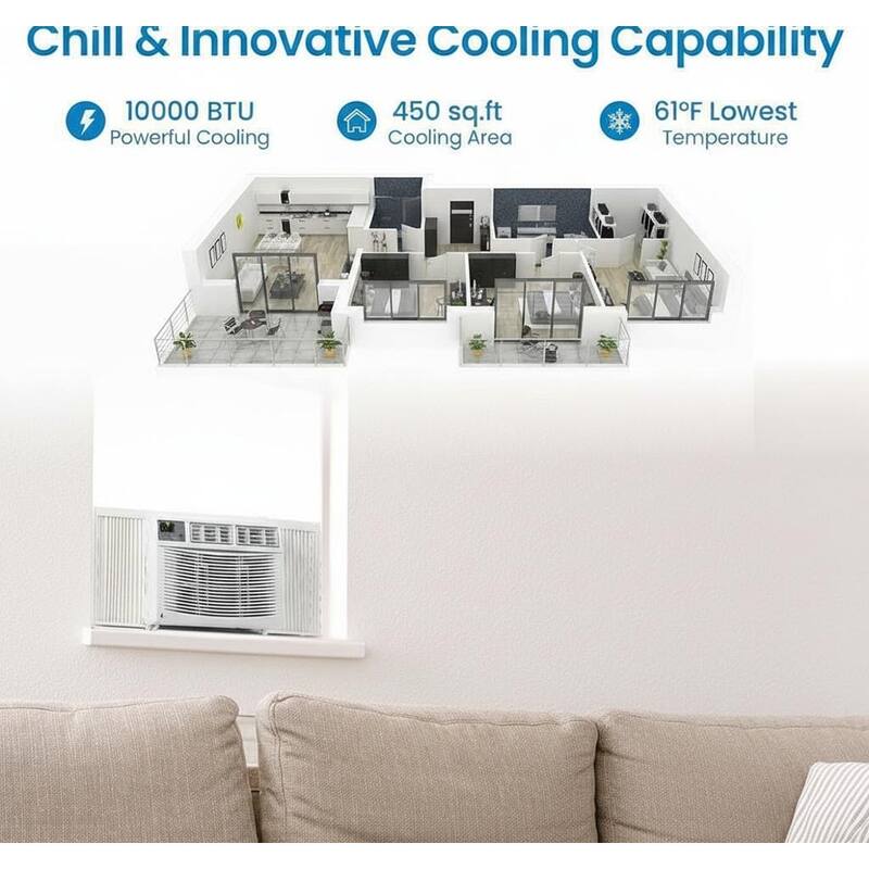10000 BTU Window Air Conditioner, Fast Cooling to 450 Sq.Ft., Remote & App Control