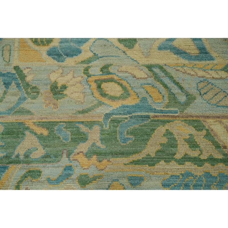 Handmade Wool Oushak Turkish Area Rug, Geometric Carpet - 11' 10'' X 9' 2''