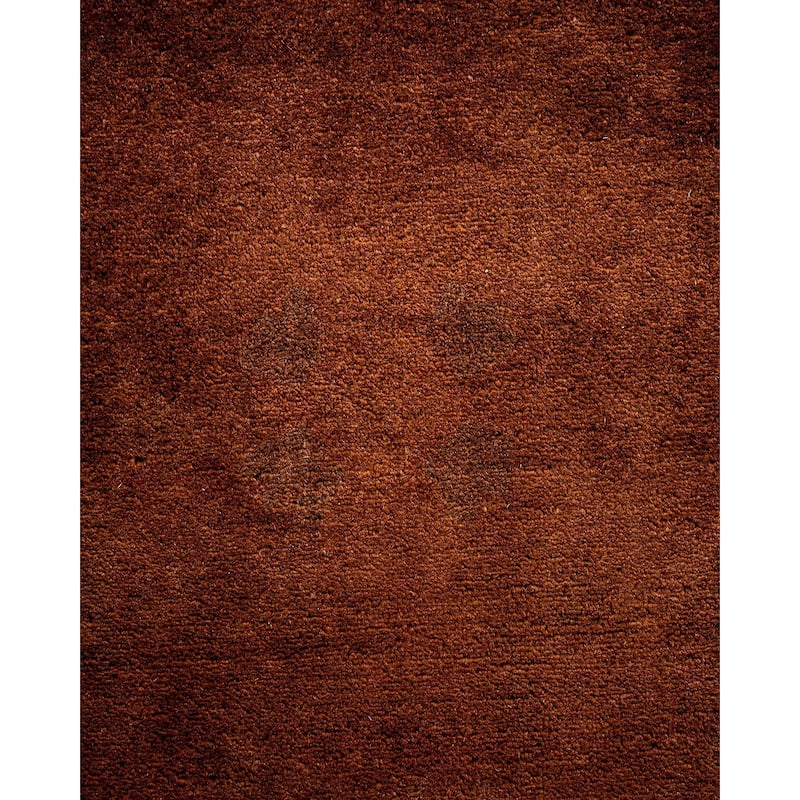 Overton Hand Knotted Wool Vintage Inspired Modern Contemporary Overdyed Brown Area Rug - 9' 3" x 12' 6"
