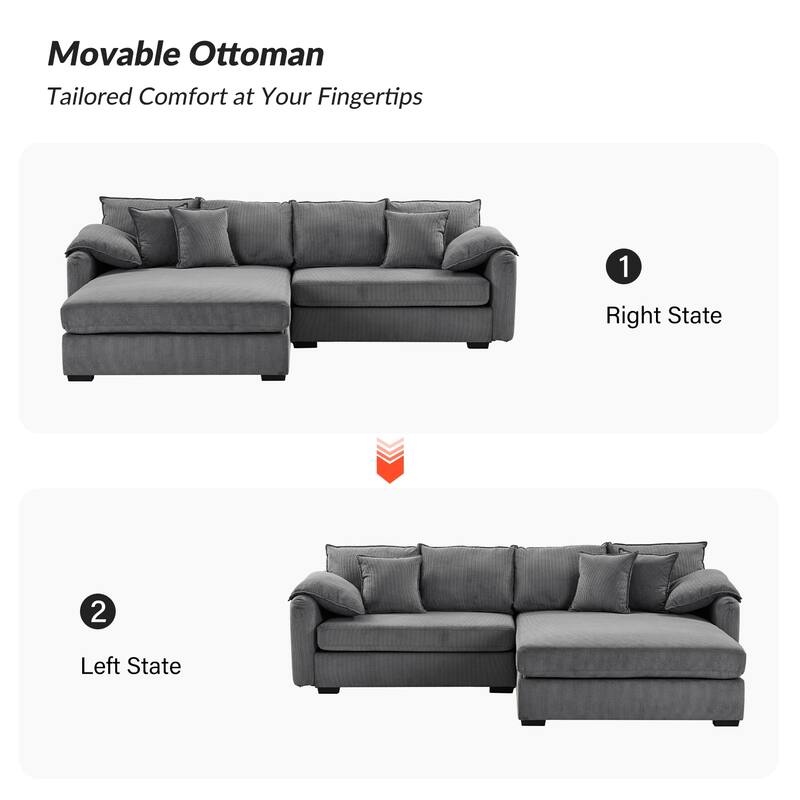 Cesare Modern 2-Piece Reversible Cushions Sectional with Storage by HULALA HOME