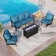 preview thumbnail 30 of 119, MAISON ARTS Outdoor Sofa Set 4/6-Piece Patio Conversation Set with 45'' Gas Fire Pit Table Set 3 - Peacock Blue