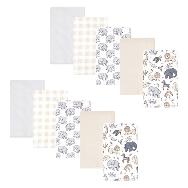 slide 1 of 1, Hudson Baby Flannel Burp Cloth 10pk, Neutral Safari, One Size - Neutral Safari 10 Pack - One Size One Size - Neutral Safari 10 Pack