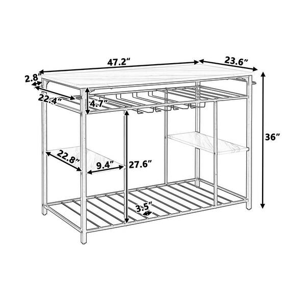 Marble White Dining Room Kitchen Island with Glass Racks - Bed Bath ...