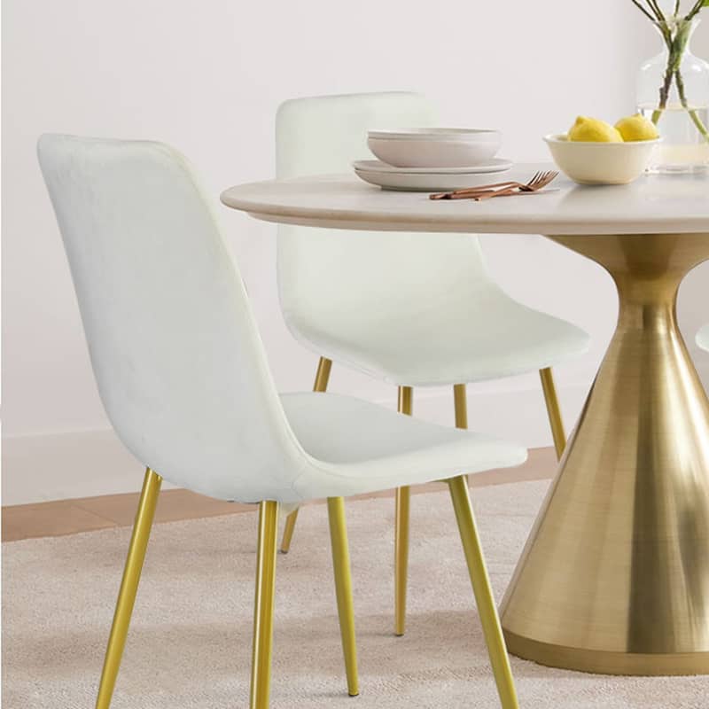 Velvet Upholstered Gold Frame Dining Chair Side Chair , Set of 4 - 34"x18"x18"