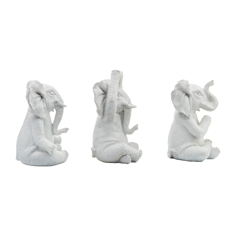 Sagebrook Home Decorative Resin Elephant Figurines with Yoga Poses, Set of 3
