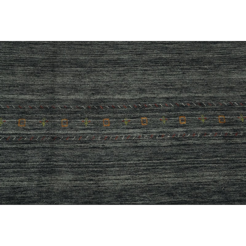 Hand Knotted Oriental 100% Wool Carpet Tribal Animal Pictorial Greys & Charcoal Gabbeh Area Rug - 12' 4'' X 9' 6''
