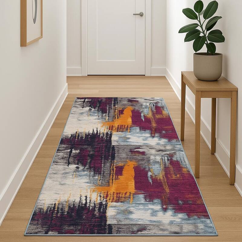 HomeRoots Abstract Modern Runner Area Rug - 216.00 in. x 27.00 in.  x 0.40 in.