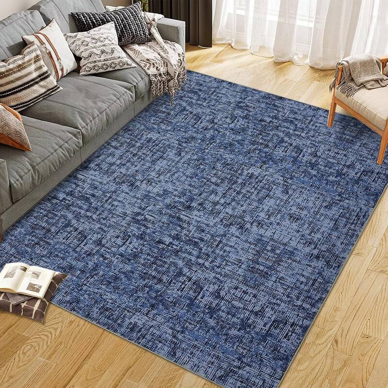 Modern Abstract Area Rug for Living Room, Throw Floor Carpet for Home Décor, Blue - 2' x 3' - Blue 5*7ft