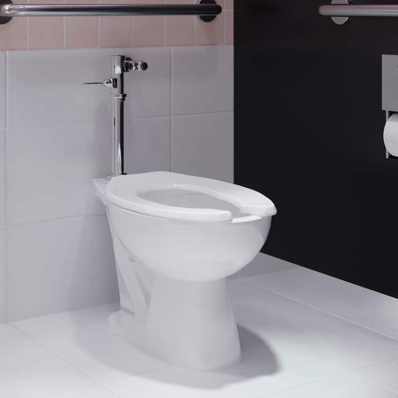 Sirène Floor-Mounted Comfort Height Commercial Elongated Top Flush Spud Flushometer Toilet Bowl - Glossy White