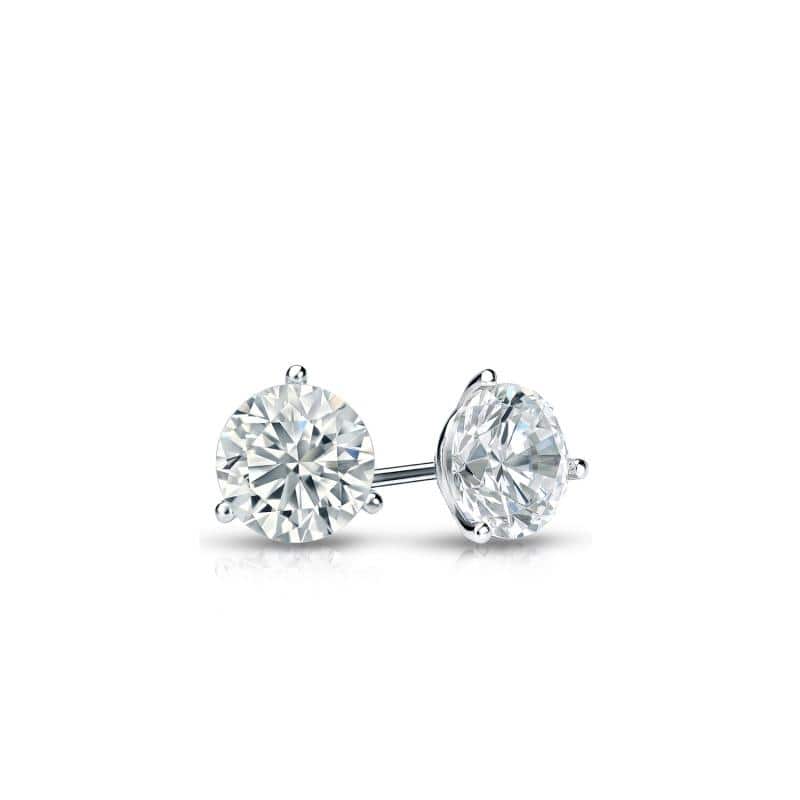 Auriya 14k Gold Lab Grown Round Diamond Stud Earrings 0.50 to 5.00 ct. tw. 3-Prong Push-Back (F-G VS)