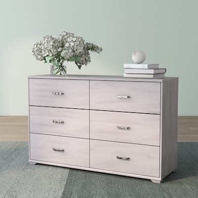 DH BASIC Contemporary 47-inch Wide 6-Drawer Dresser with Bar Pulls by Denhour