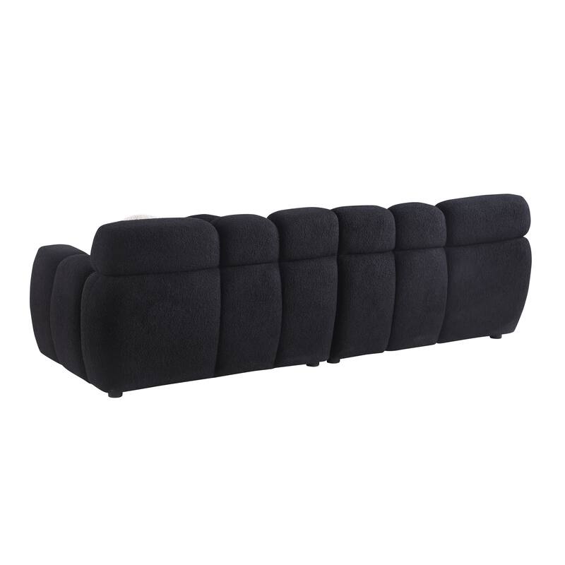 3-Seater Boucle Sofa with Plush Cushions and Marshmallow Curves