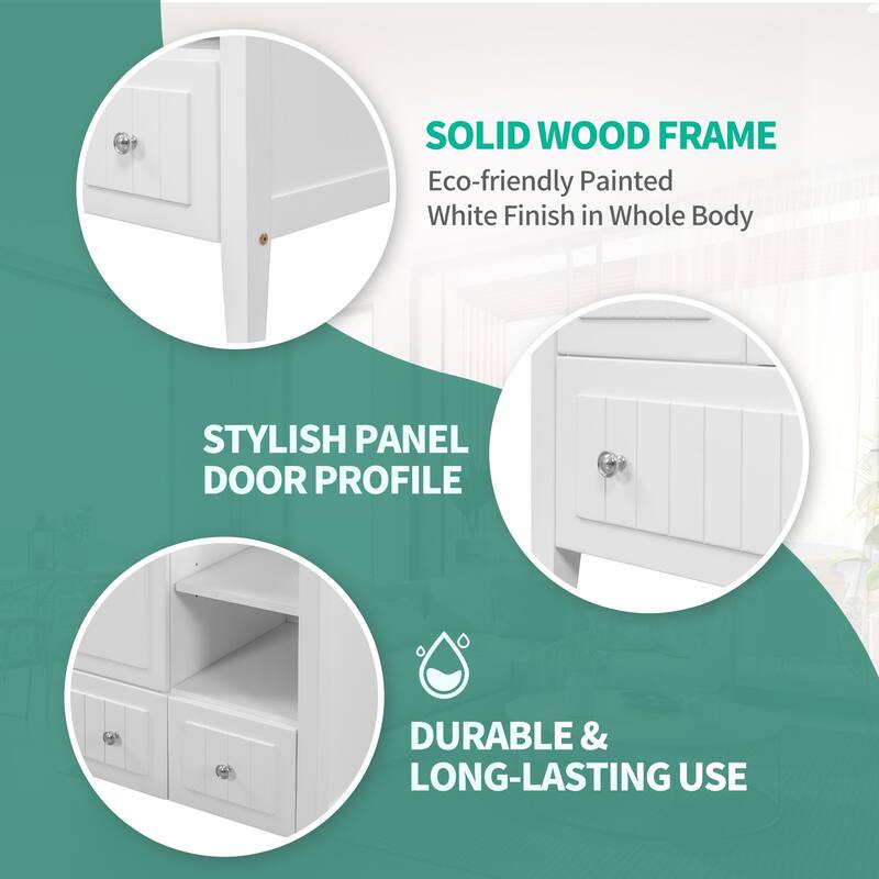 36" Bathroom Vanity Base Only, Solid Wood Frame and MDF Boards for Kitchen, Living Room or Entryway
