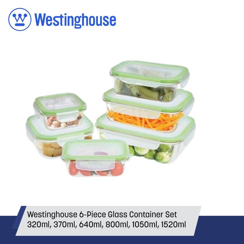 Westinghouse 6-Piece Glass Food Storage Container Set - 320 to 1520ml