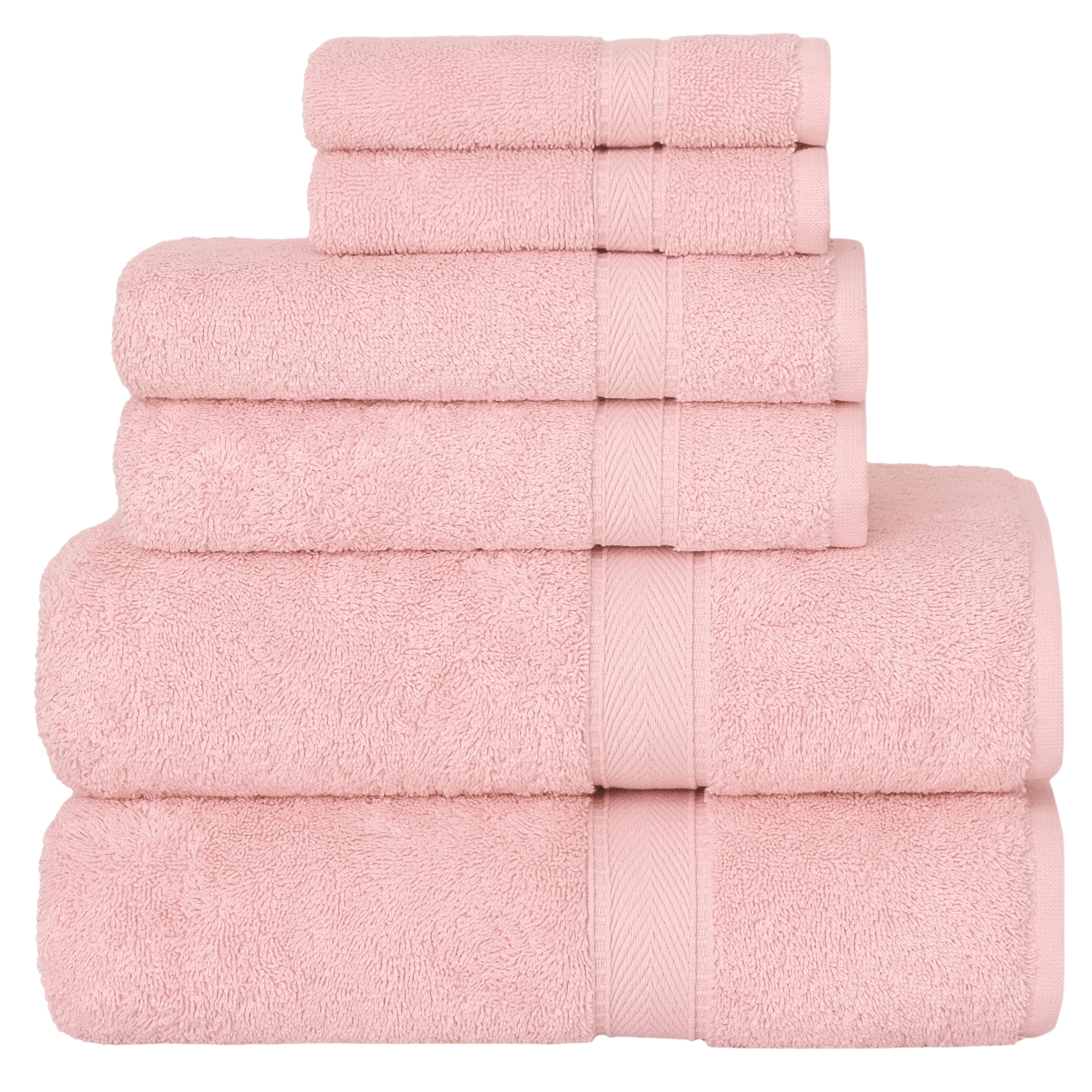 Chakir Turkish Linens Luxury Spa and Hotel Quality Premium Turkish Cotton 6-Piece Towel Set (2 x Bath Towels, 2 x Hand Towels, 2 x Washcloths, Pink)
