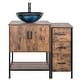 preview thumbnail 35 of 51, 36" Brown Bathroom Vanity Set with Side Cabinet Mid-Century Vanity with Sink & Faucet