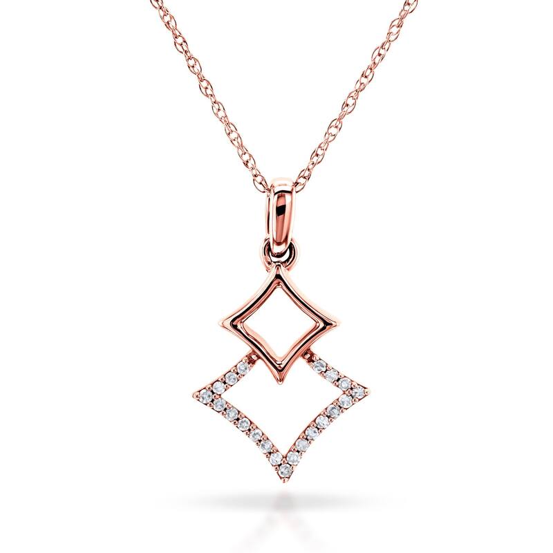 Kobelli Natural Diamond Solid 10k Gold Geometric Kites Rhombi 18" Necklace