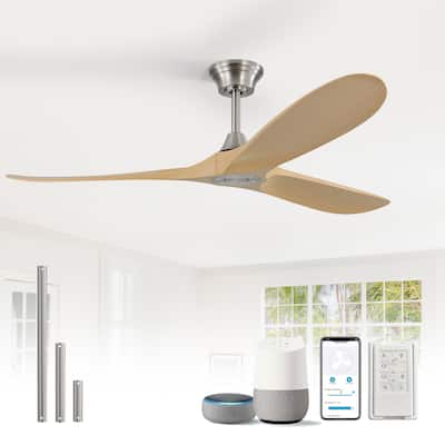 60" Smart Nickel ABS Ceiling Fan without Light, App/Remote Control